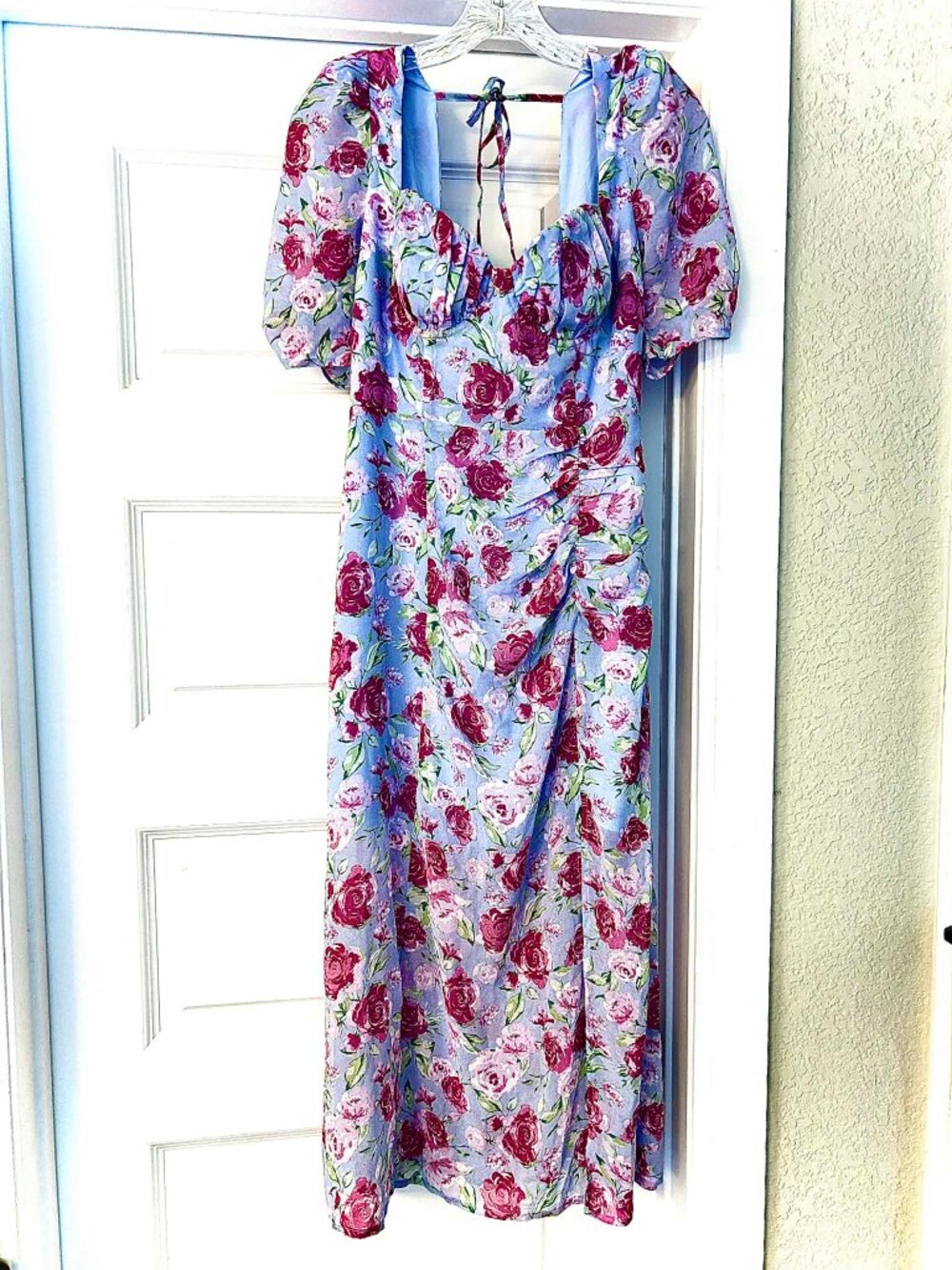 New ASTR The Label Bustier Floral Chiffon Midi Dress Blue Multi M - Picture 5 of 10